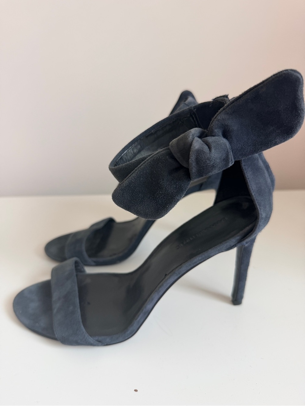 Banana Republic, Navy Ankle-Strap Bow Suede Stilettos, Blue, US 8.5 - Picture 8 of 9